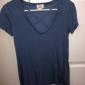 Criss cross blue top